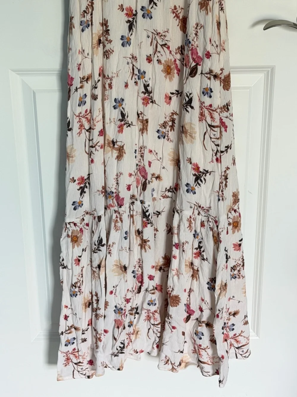 Abercrombie & Fitch Cream Floral Spaghetti-Strap Maxi Dress Small 39557
